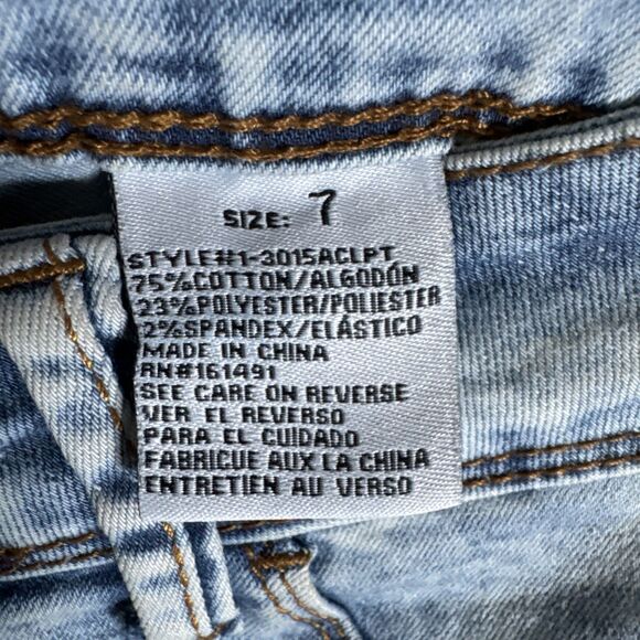 Pink Label Denim Co Jeans Size 7 Distressed Splatter Paint Stretch Skinny EUC - Picture 4 of 6